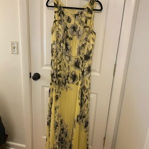 Eliza J yellow pleated maxi dress